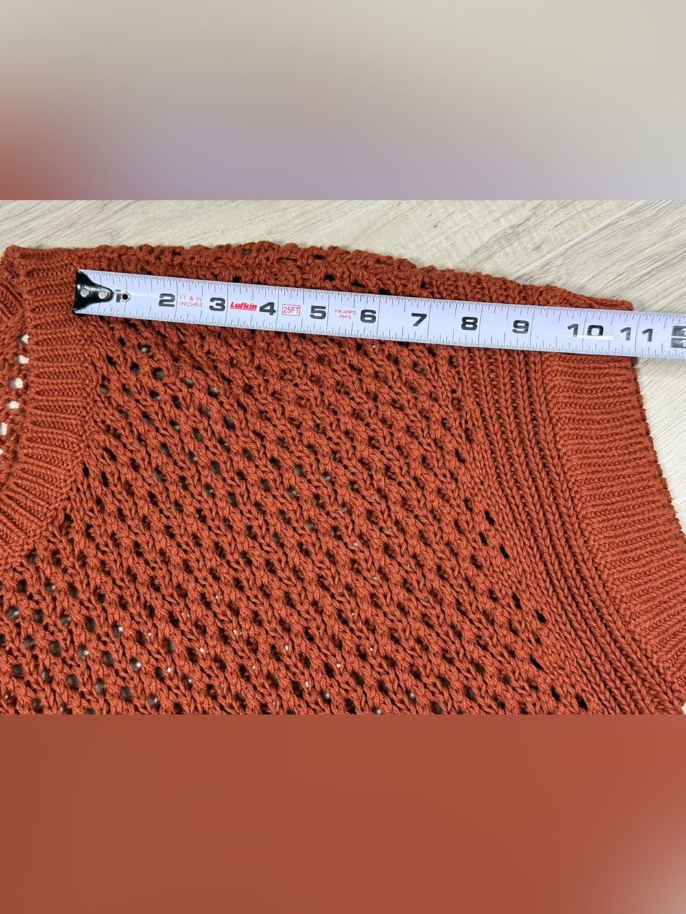 NWOT Express Open-Knit Short Sleeve Sweater in Rust - Picture 8 of 9